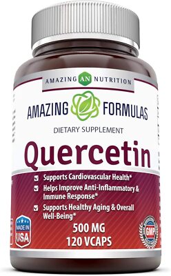 Amazing Formulas Quercetin 500 mg, 120 pflanzliche Kapseln - UK-Bestand