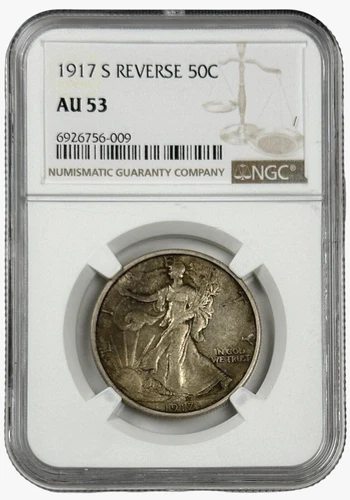 1917 S Reverse United States Walking Liberty Half Dollar 50c Coin NGC AU 53