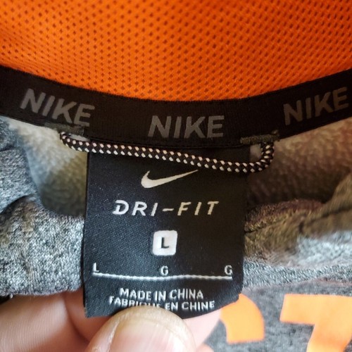 NIKE Dri-Fit Youth Grey/Orange Hoodie Sweatshirt Size L - Picture 3 of 7