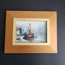 Seascape Oil on Canvas Framed Signed 5x7