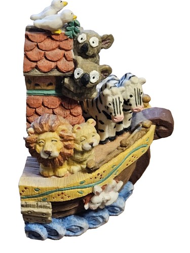 Noah's Ark MUSICAL Bookends, Noah, Giraffes, Lions, Hippos, Zebras, Sheep, Doves - Picture 9 of 18