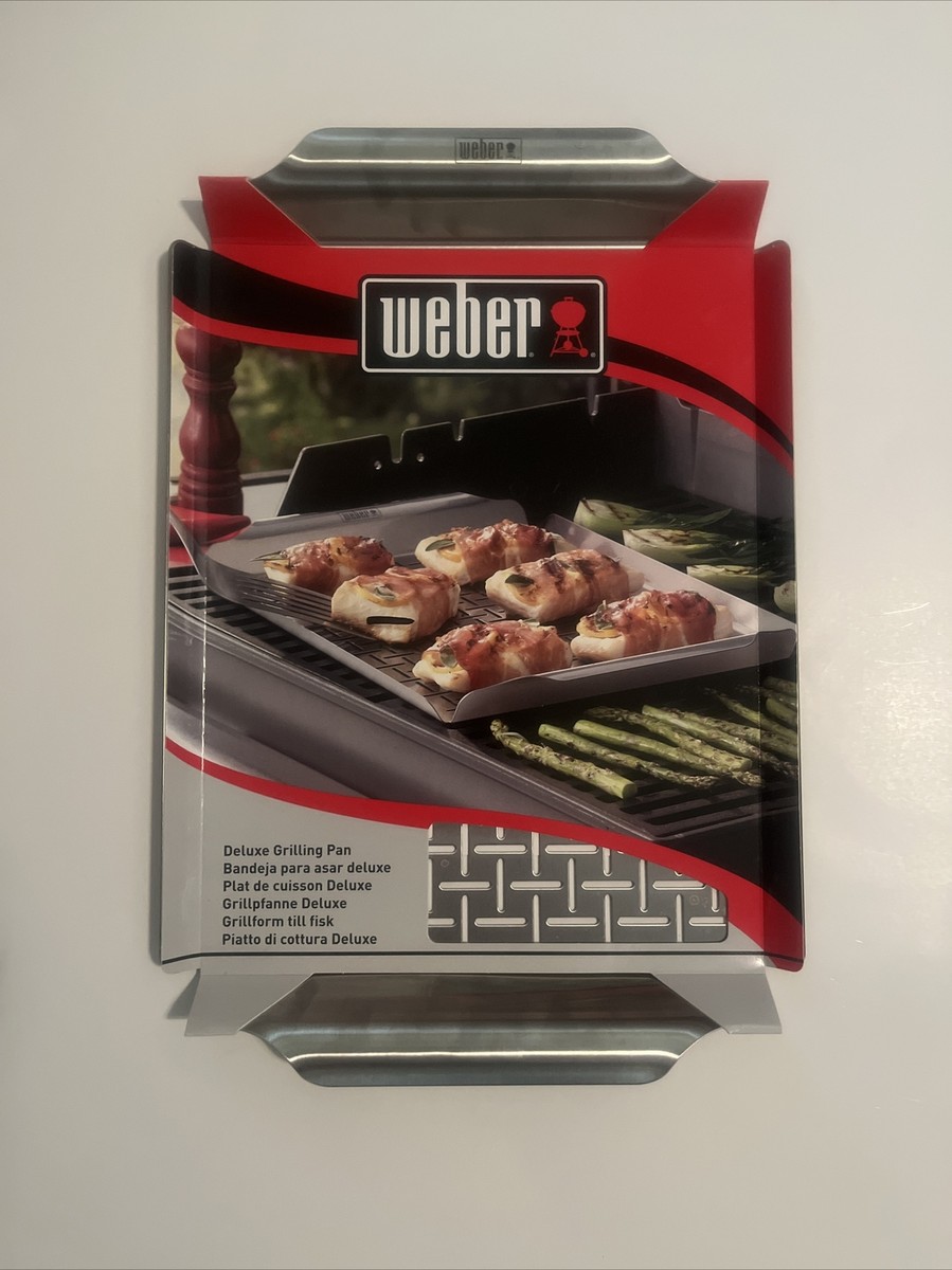 Weber Deluxe Grilling Pan Stainless Steel 6435 Metal Grille Grill