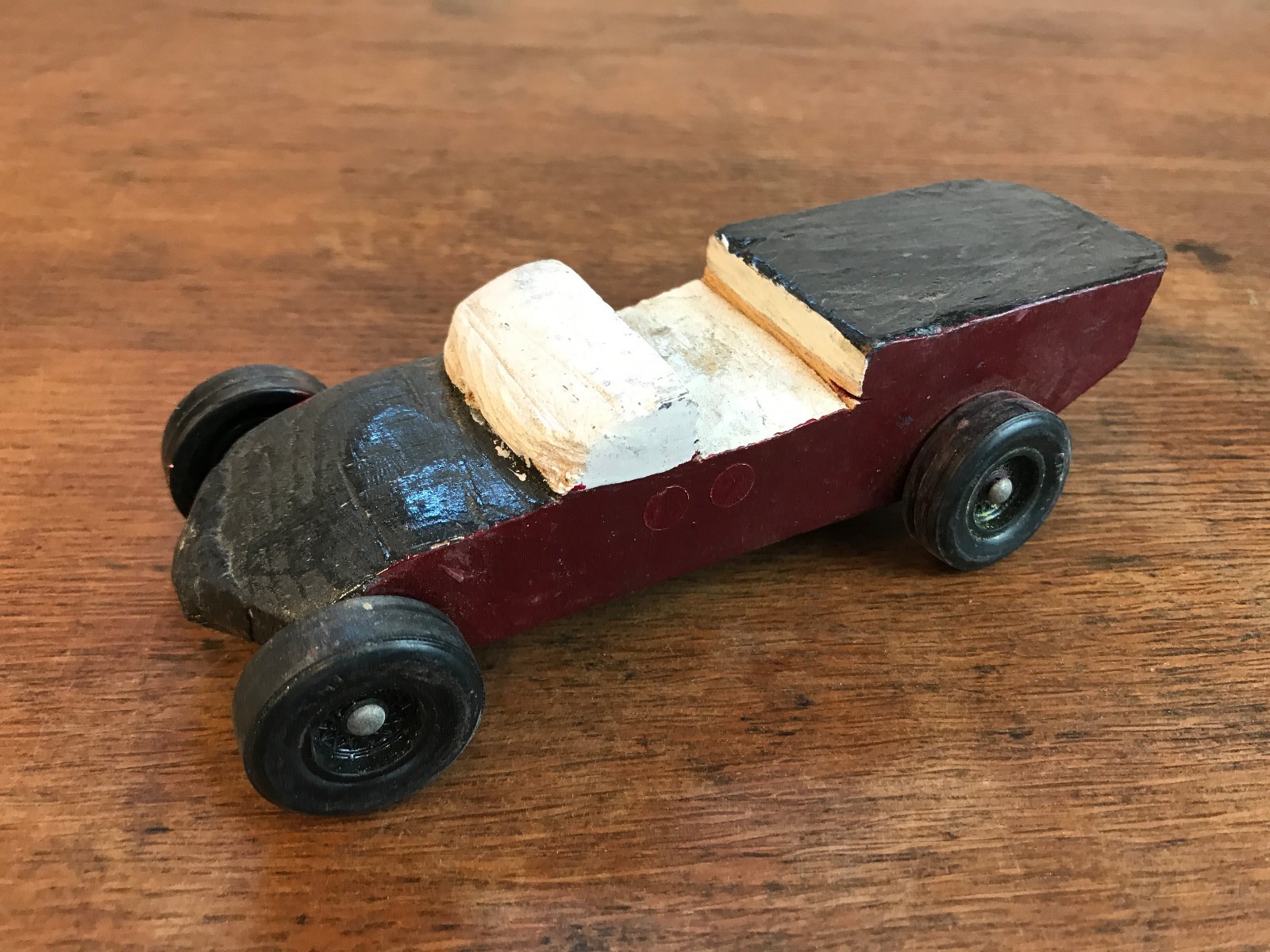  Pinewood Derby Race Car Vtg 1970s Folk Art Hand Made Cub Scouts BSA (HD10)