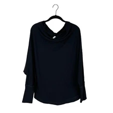 Wishlist Apparel Top Size S Waffle Knit Black Cowl Neck Dolman Long Sleeve