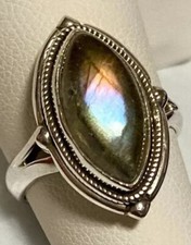 Beautiful Multi Color Labradorite Ring 925 Sterling Silver Size 6.5  