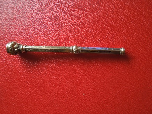 J6653 ANTIQUE ENGLISH ? 9 K GOLD RETRACTABLE MECHANICAL PENCIL MARKED SEE DESCR - Afbeelding 9 van 17