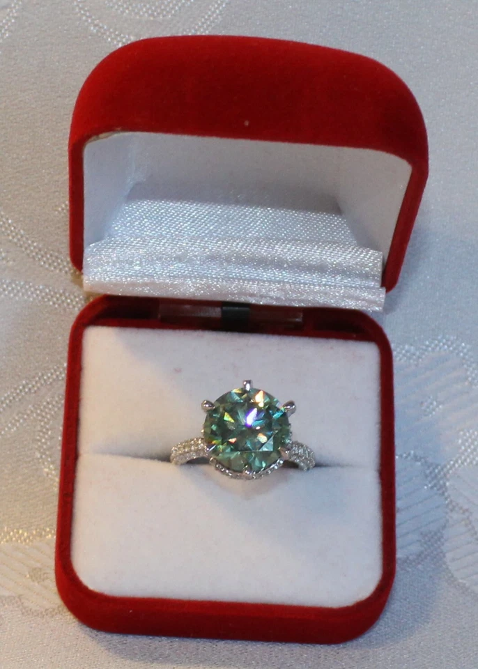 Silber Damenring - Moissanit 6,02 ct & Akzent CZ - L 203 - Bild 3 von 4