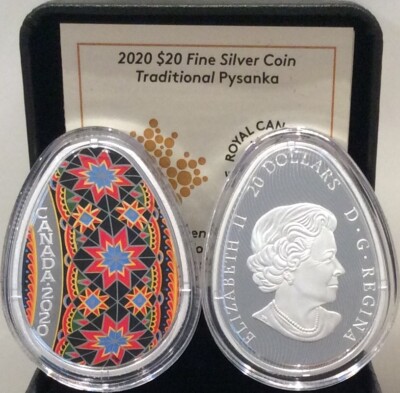 2017 Canada Traditional Ukrainian Pysanka $20 Egg Shaped Silver Coin In Stock