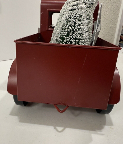 Vintage Style Red Metal Truck Decorated For Christmas 12” x 5.5” READ - Picture 4 of 11