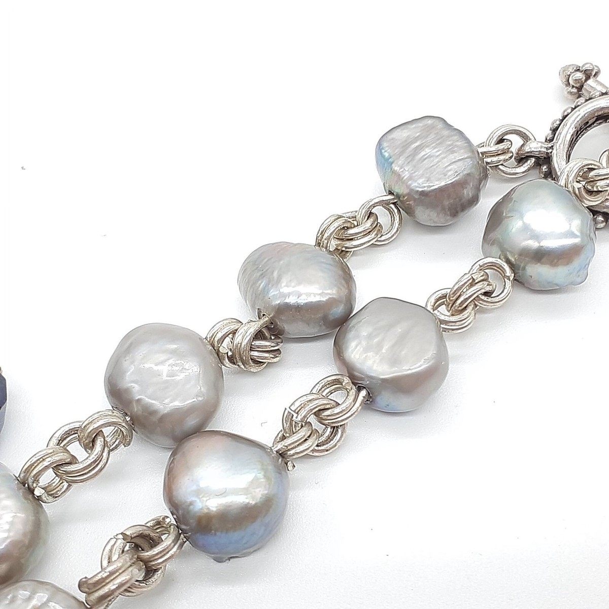 Stephen Dweck Black Pearl Amethyst Sterling Silver 925 Necklace L