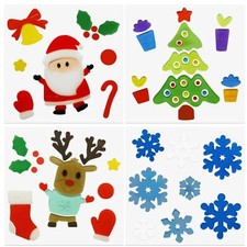 4Pcs Christmas Thick Gel Clings Xmas Clings Window Stickers Winter Gifts Jell...