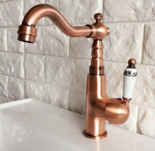 Red Copper Kitchen Mixer Tap Single Lever Swivel Bathroom Basin Sink Faucet Taps