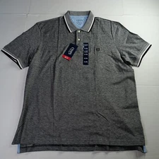 Chaps Birdseye Solid Pique Polo Shirt Men's XL XLarge Gray Black Natural Stretch