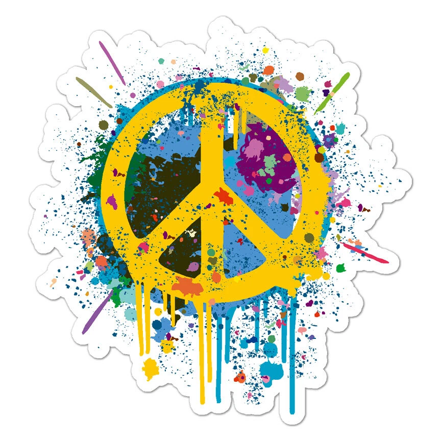 SMOKING GUN DECALS Peace Sign Splatter, Vinyl Decal Sticker, Indoor Outdoor, 3 Sizes, #9195