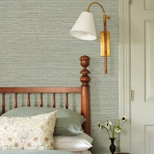 Jiffdiff Sticker Green Straw Woven Wallpaper Peel and Stick Vinyl Decal Any Room