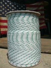 Sailboat Rigging Rope 1/4" x 200' White/Green Double Braided Sheet Halyard Line