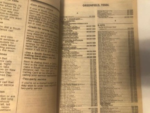 1987 Tennessee Telephone Directory Phone Book small towns Greenfield Gleason + 6 - Picture 3 of 5