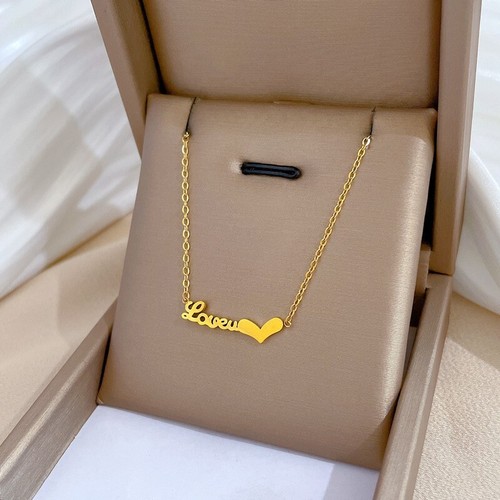 18k Gold Plated Letter Love Heart Shaped Necklace Women's Personalized Jewelry - 第 1/4 張圖片