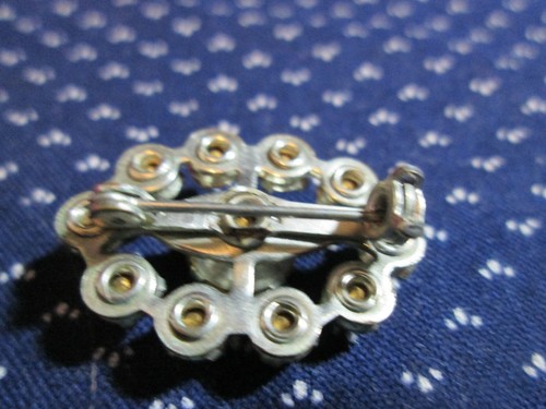 Set of 2 Small Clear Rhinestone Silver-Tone Oval Pins Brooches.75" X 1" - Picture 9 of 12