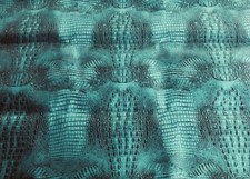 Blue Teal Big Alligator Embossed Faux Vinyl Upholstery Handbag Auto And More