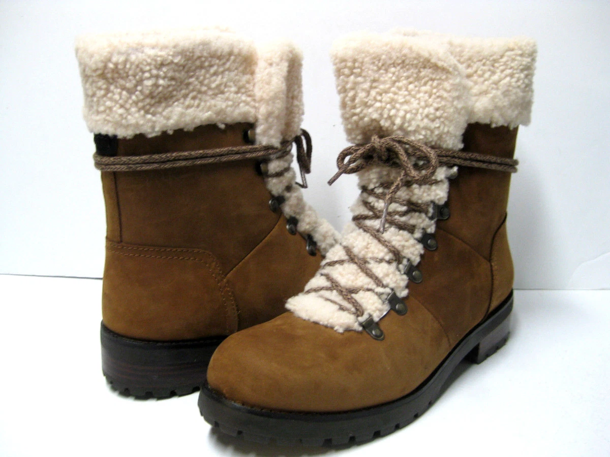 UGG FRASER WOMEN SHORT BOOTS RUGGED LEATHER CHESTNUT US 10 UK 8.5 EU 41