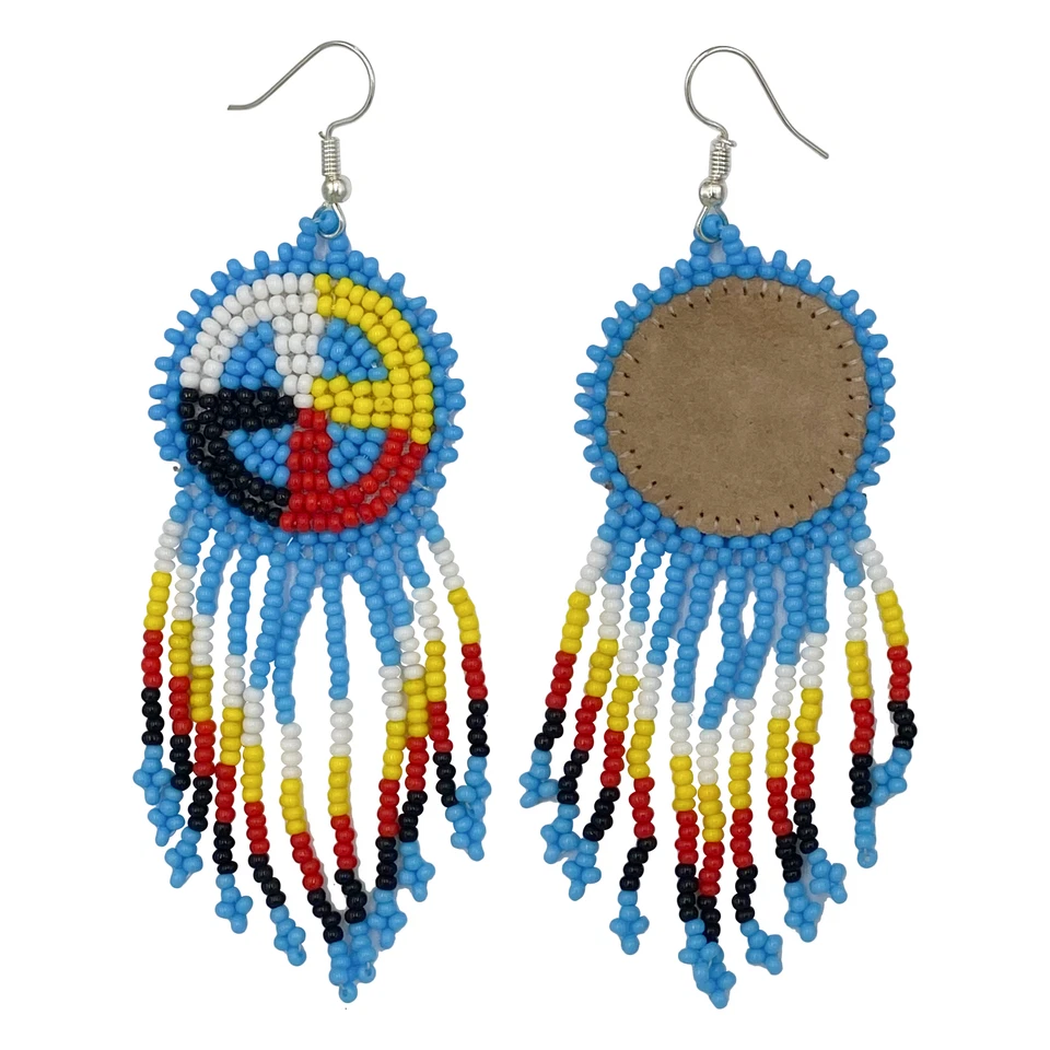 PENDIENTES ESTILO NATIVO CON CUENTAS HECHOS A MANO ÉTNICO AZUL SEMILLA CUENTAS E60/15 Foto 2 de 4