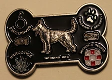 K9 Handler / Team BAD TO THE BONE Army Navy Marine Air Force Challenge Coin 