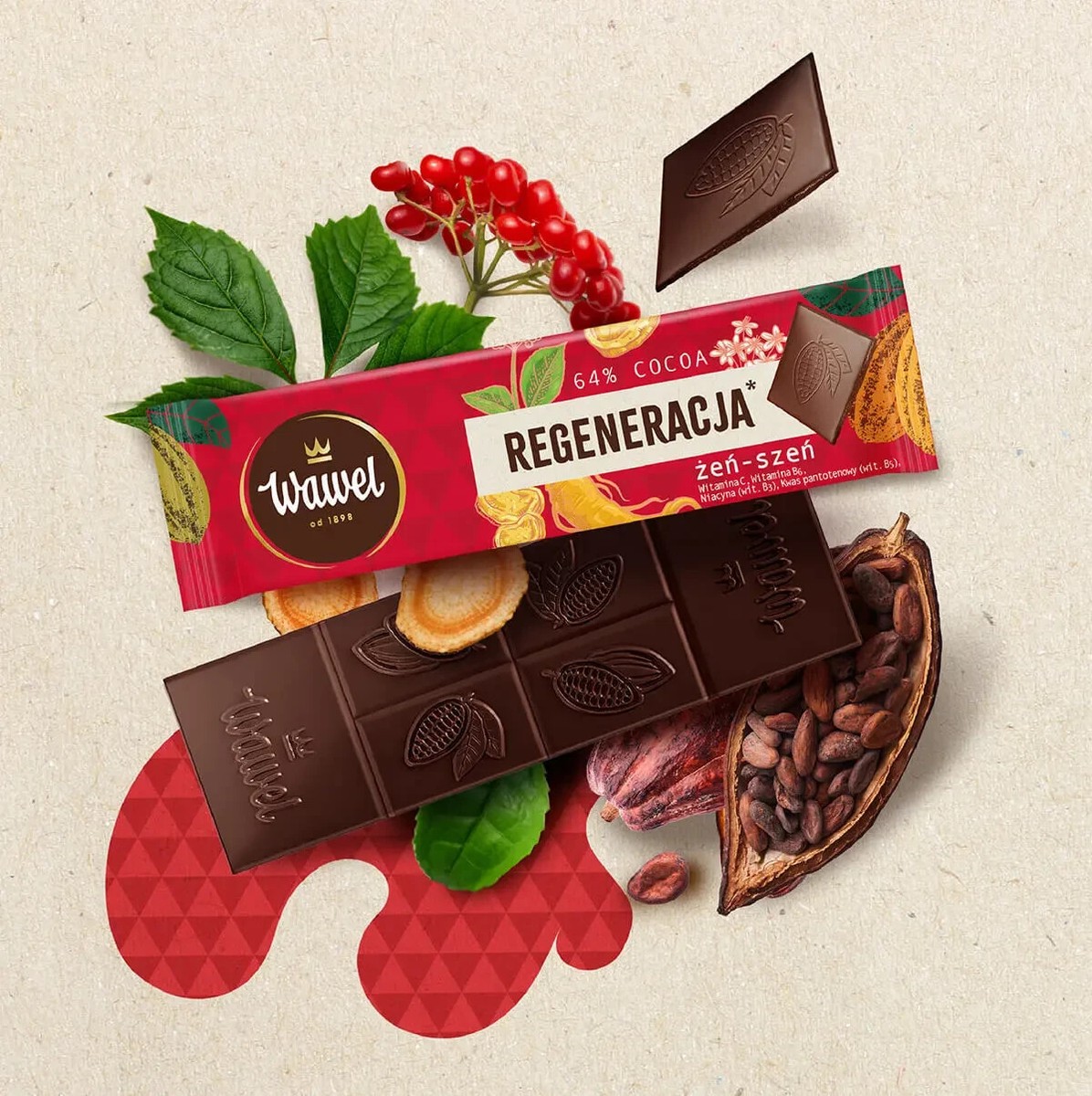 10 x WAWEL MINI chocolate Regeneration Bitter 64% with