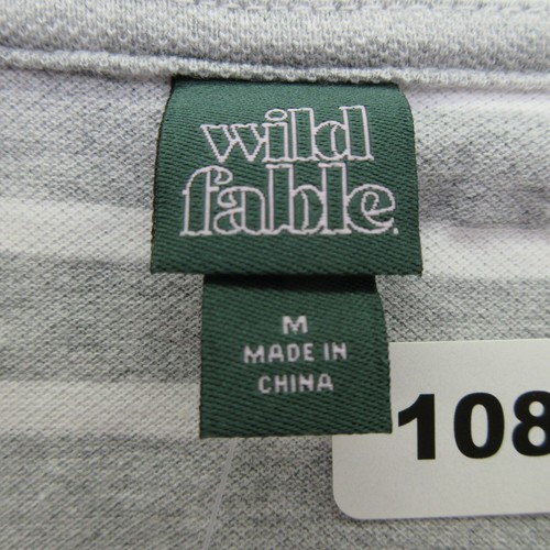 Wild Fable Women's Short Sleeve Boxy Cropped Polo T-Shirt Gray/White M MSRP:$15 - Picture 4 of 11