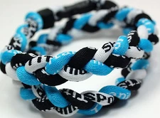 SALE 20" Light  Blue Black White Baseball Titanium Sports Necklace Twist 