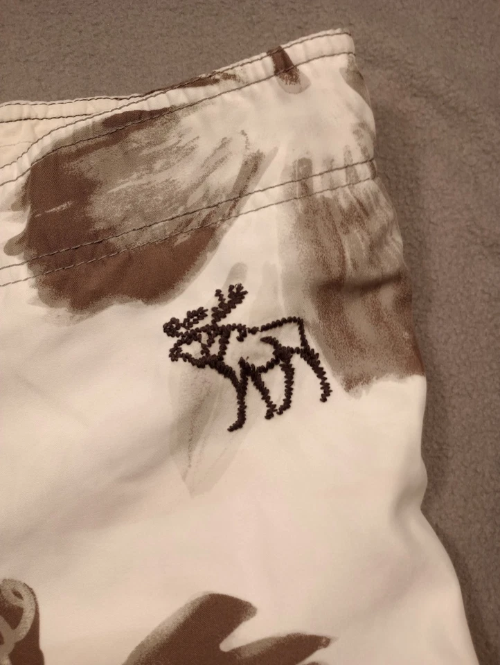 Pantalones Cortos de Natación Abercrombie Fitch Para Hombre 36 Blanco Floral Cordón Foto 2 de 4