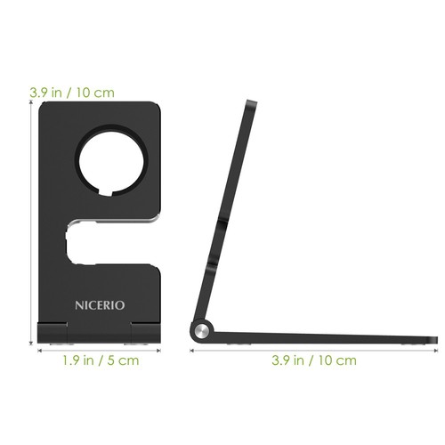 Nicerio Aluminiumlegierung Ladestand Support Inhaber für Watch (schwarz) - 第 3/9 張圖片