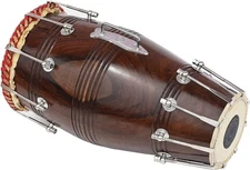 Naal Dholak Drum, Hand Made, Sheesham Wood, Special Skin, Natural Wood Colour