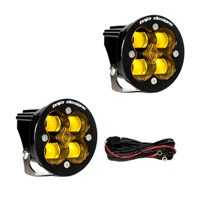 Baja Designs Squadron-R SAE Round Amber LED Fog Light Pair Kit / Wiring Harness
