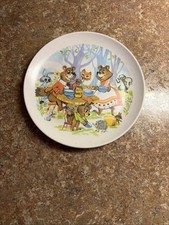 Vintage Three Bears Children's Plate Melamine 1970s Forest Picnic Fox Skunk