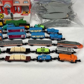 Galoob Micro Machines 33 Car 5 Full Train Set Lot with Over 50 Tracks