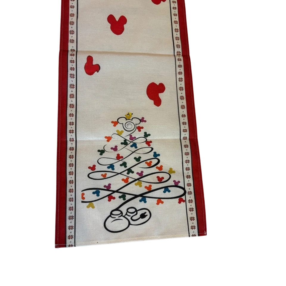 Disney Mickey Mouse Christmas Holiday Table Runner Celebration Decor - Image 2 of 4