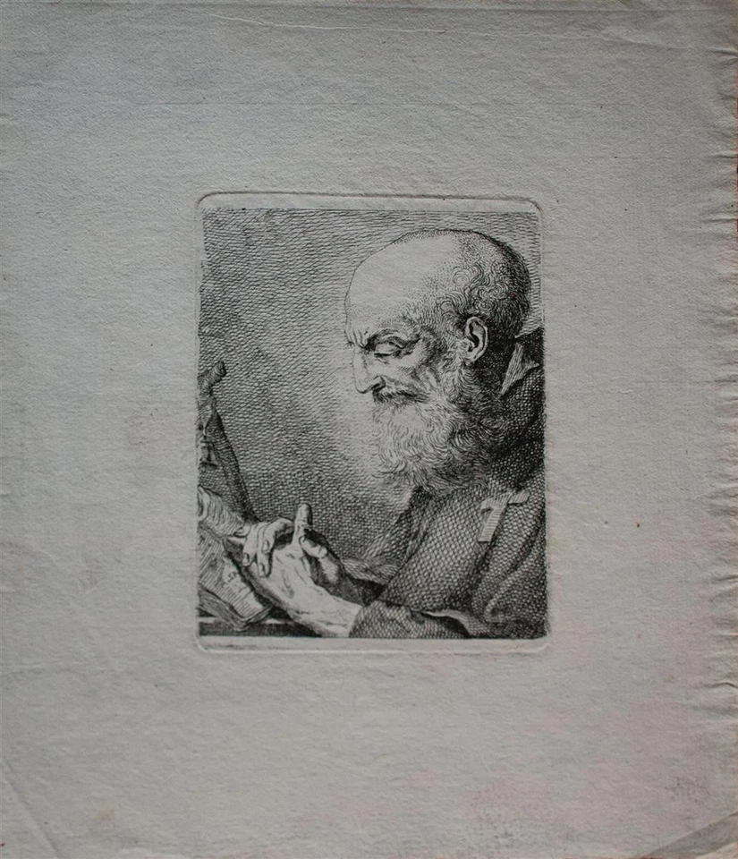 Benigno Bossi nach Heiliger Männerporträt Sankt Antonius Original Kupferstich - Bild 4 von 4