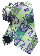 Men's Stripe Ties Classic Checkered Casual Formal One Size Green Paisley