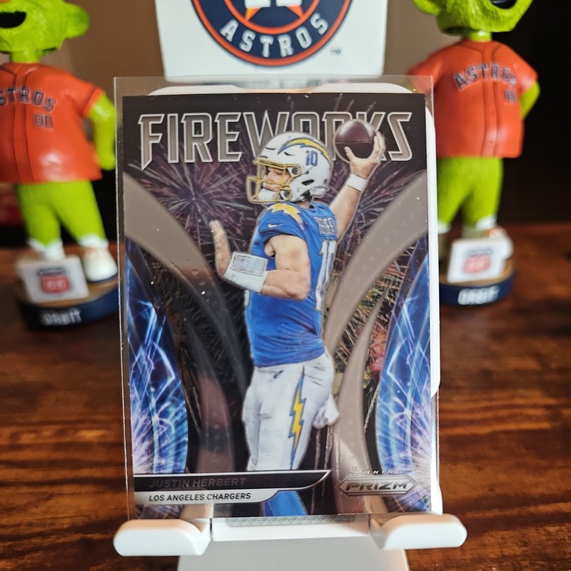 Justin Herbert 2021 Panini Prizm Fireworks #F-18 Los Angeles Chargers