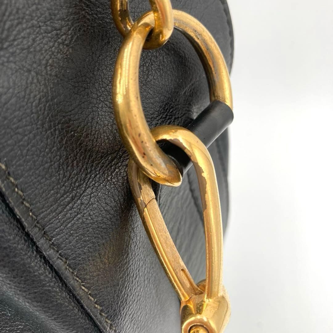 GUCCI Bamboo 2Way Leather Shoulder Bag Black Authentic Crossbody Handbag thumbnail 9