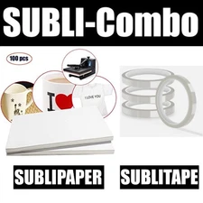 COMBO Sublimación 4 rollos SUBLITAPE CLEAR 4mmx33m + 100 hj 8.5"x11" SUBLIPAPER