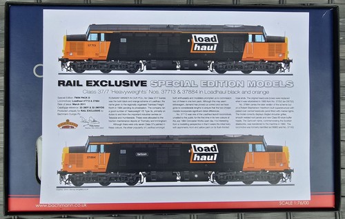 BACHMANN 32-390Y - Loadhaul Cl 37 Twin Pack (RAIL EXPRESS SPEC) 37713/884 *MIB* - Picture 1 of 6