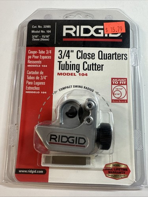 #ad RIDGID 3 4quot;Close Quarters 3 16quot; to 15 16quot; Model 104 Tubing Cutter 32985 $17.99