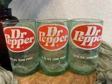 Set of Upcycled whiskey glasses made from 1970s ACL Dr Pepper bottles