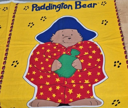 Paddington Bear In Star Pajamas Fabric Cut Sew Panel Pillow Applique 2000 Two - Picture 2 of 11
