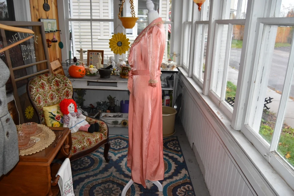 Vestido de Colección Años 40 Joan Iris Sastre Hollywood Borde Coral Encaje Pequeño Foto 4 de 4