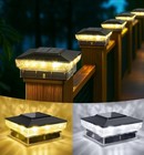 12 Pack Solar Post Cap LED Lights For 4x4 5x5 Post Outdoor Fence Waterproof