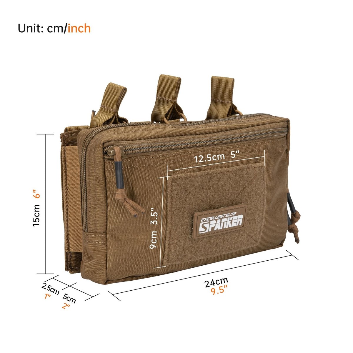 EXCELLENT ELITE SPANKER Molle Admin Pouch – Tactical EDC Tool Organizer, 500D Cordura Nylon, Detachable Elastic Panel