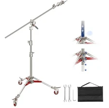 Neewer SC440AW 440cm Stainless Steel Air Cushioned Wheeled C Stand